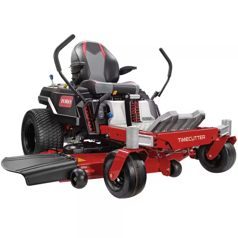 Discover the Timecutter 54" Zero Turn Riding Mower: Powered by a 23 HP Kawasaki V-Twin Engine and featuring a rugged Ironforged Deck with Myride Comfort System – Ideal for Effortless Lawn Care!